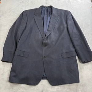 Brooks Brothers Suit Jacket Blazer Mens 50L Silk Linen Wool Blue Herringbone - Picture 1 of 13
