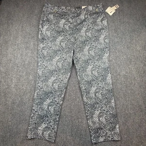 Anne Klein Midnight Navy Blue White  Trousers Woven Bottoms Size 14 NWT - Picture 1 of 17