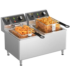 Commercial Deep Fryer 3500W Electric Countertop Fryer Heavy Duty Large Stainl... - Picture 1 of 6