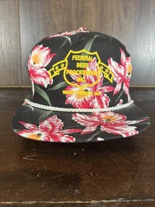 VTG Federal Beef Processors SnapBack Hat Hawaiian Floral Rope W Fargo ND San Sun - Picture 1 of 14