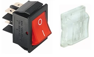 INTERRUTTORE LUMINOSO ROSSO 12V 30X20mm + CAPPUCCIO PROTEZIONE IN SILICONE - Picture 1 of 1