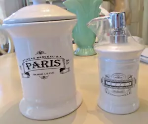 New unused large Paris apothecary jar and a Paris soap lotion pump dispenser - Picture 1 of 14