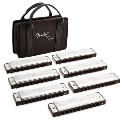 Fender Blues Deluxe Harmonica Pack - Juego de 7 llaves con estuche - C, G, A, D, F, E, Bb Foto 1 de 4