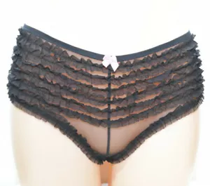 BOOTY PARLOR Women's Tanga Brief Panty, Black, OS - Picture 1 of 5