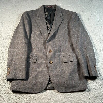 Evan Picone For Lord & Taylor Wool Blazer Jacket Men's 43R Plaid Double Breasted - Image 1 of 4