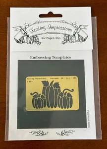 Vintage Lasting Impressions FALL/AUTUMN PUMPKINS Brass Embossing Stencil 1992 - Picture 1 of 2
