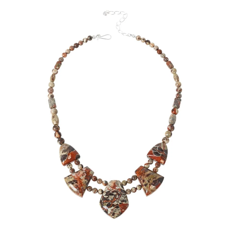 Collar Jay King Plata Esterlina Zeolita Volcánica Roja Feldespato 18" + Extensor Foto 1 de 1