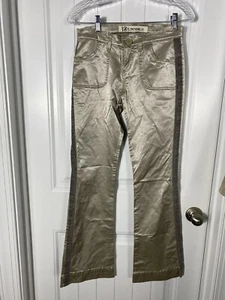 Vintage Z. Cavaricci Hose Low Rise Flare Leg Shiny Khaki Größe 26x31 Y2k Retro - Bild 1 von 8