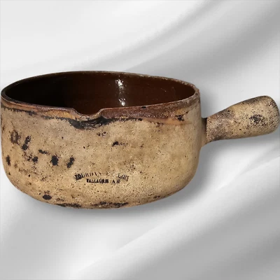 Antique Skillet stoneware Vallauris, France 1920s, rustic decoration, stamped - Image 1 of 4