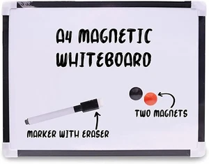 A4 DRY WIPE MAGNETIC WHITEBOARD MINI OFFICE NOTICE MEMO WHITE BOARD PEN & ERASER - Picture 1 of 7