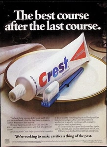 VINTAGE 1980s Print Ad ~Crest Tooth Paste ~The Best Course After The Last Course - Picture 1 of 1