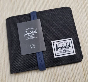 New Herschel Supply Designer Men's Street Style Bi Fold Wallet RFID Black - Picture 1 of 6