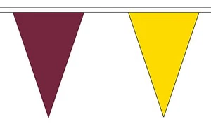 MAROON & AND GOLD YELLOW 20 metre TRIANGLE BUNTING 30 FLAGS flag 54 FLAGS - Picture 1 of 1