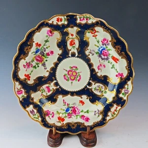 Plato Worcester porcelana escala azul 1er o Dr Wall período aprox. 1770 - Imagen 1 de 7