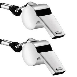 2 X Metal Sports Whistle with Lanyard - Outdoor Coach Referee Whistles Sports PE - Picture 1 of 10