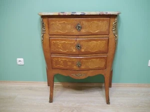 Barock Rokoko Kommode florale Intarsien Marmorplatte Bronze Beschläge um 1890 - Bild 1 von 18