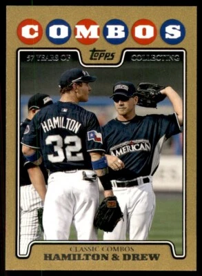 2008 Topps Update Gold Josh Hamilton/J.D. Drew /2008 Texas Rangers/Boston Red - Image 1 of 2