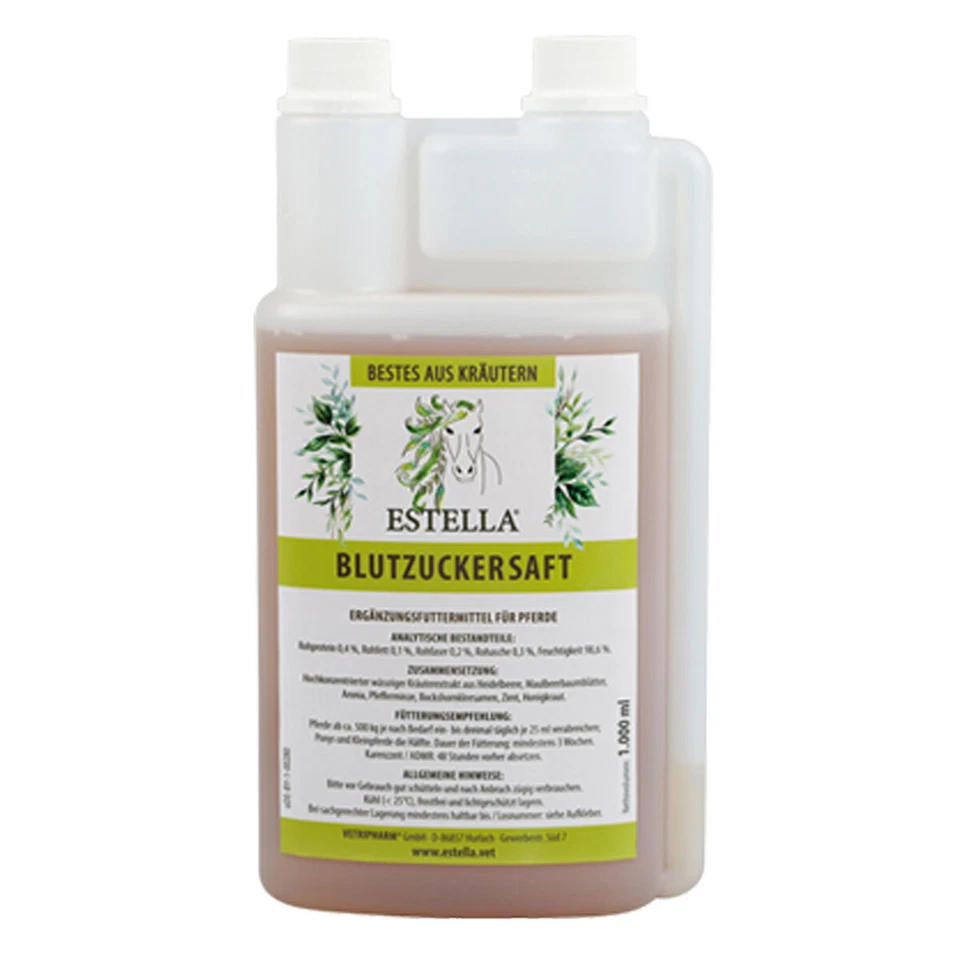 VETRIPHARM Estella Blutzuckersaft | Blutzuckerstoffwechsel harmonisieren | Pferd | 1 l