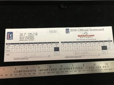 2018 Quicken Loans Actual Scorecard PGA Billy Horschel  -  Jimmy Walker Marker - Image 1 of 4