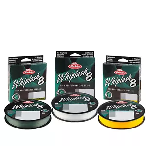 Berkley Whiplash 8 Carrier Green / Crystal / Yellow Braided Fishing Line 150m - Picture 1 of 22