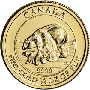 2015 1/4 oz $10 Canadian Gold Polar Bear w/ Cub .9999 Fine BU (Sealed in capsul) - Picture 1 of 2