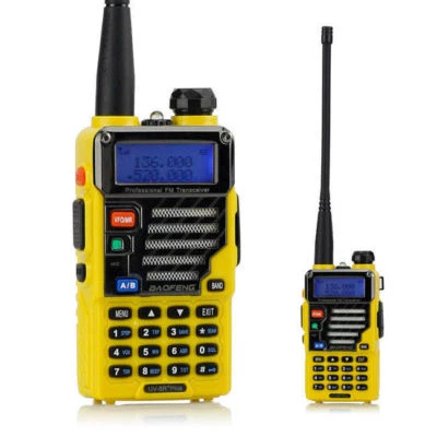 Radio bidireccional Baofeng UV-5R+ Plus Qualette amarillo 2m/70cm VHF UHF MHz FM Ham EE. UU. Foto 1 de 4