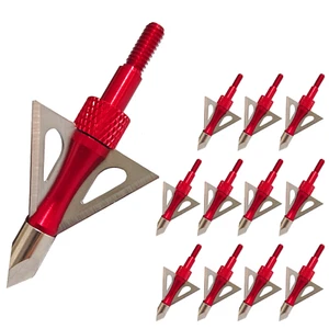12Pcs Archery Broadheads 100 Grain Crossbow Recurve Compound Bow Arrow Tips - Picture 1 of 10