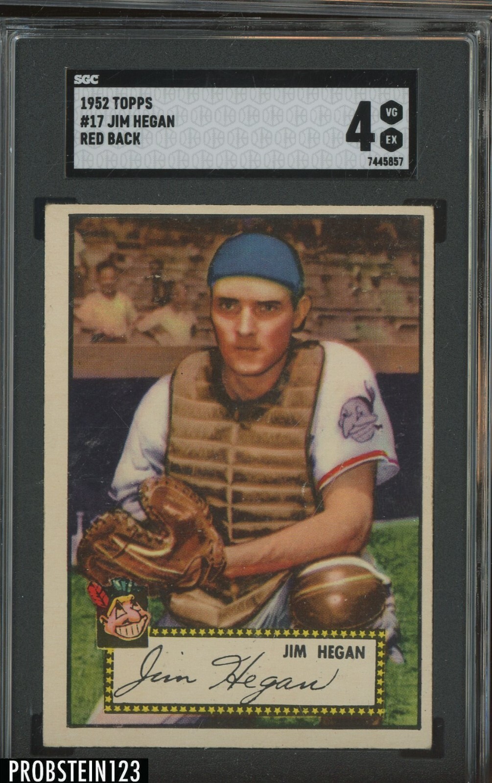 1952 Topps #17 Jim Hegan Cleveland Indians Red Back SGC 4 VG-EX