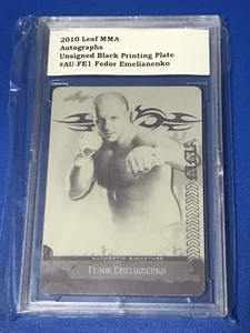 Fedor Emelianenko Leaf MMA 2010 Autographs Black Printing Plate UFC Rookie 1/1 - Picture 1 of 2