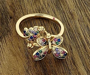 NEW RING BUTTERFLY STYLE EXCLUSIVE FASHION ANTI ALLERGIC LIGHT ROSE GOLD PLATED - Picture 1 of 4