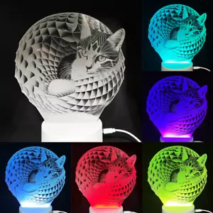Lampada led Gatto 3d effect luce notturna multicolore cameretta comodino bambino - Foto 1 di 7