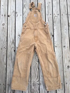 Vintage Carhartt Overalls Double Knee Duck Canva Size 7 Regular Youth Inseam 20” - Picture 1 of 16
