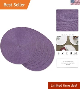 Chic 6-Piece Round Eggplant Placemats, 15" Diameter - For Stylish Dining Decor - Picture 1 of 11