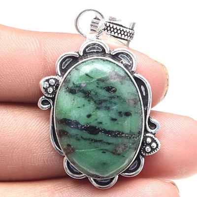 Pendant Ruby Zoisite Gemstone Handmade Gift For Her Silver Jewelry 2" - Image 1 of 4