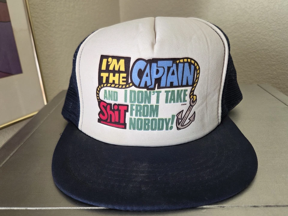 Винтажная бейсболка с сеткой Snap Back Trucker Hat I'M THE CAPTAIN DON'T TAKE SH*T! - Изображение 1 из 4