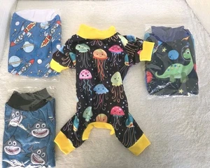 Dog Pajamas Jumpsuit 4 Pack  Size Small Soft Comfortable Fun Prints Easy On Off  - Picture 1 of 5