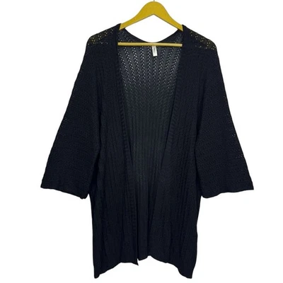 Cárdigan de punto abierto de gran tamaño para mujer talla L negro caprichoso Lagenlook brujo Y2K Foto 1 de 4