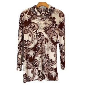 Deha of Sweden Top Womens Size 42 L Turtleneck Tunic Brown-Multi Vintage 70s - Picture 1 of 5