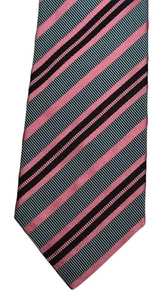 Isaia Napoli Krawatte Krawatte Seide Streifen schwarz rosa 7-fach kräftig Repp Italien - Bild 1 von 10