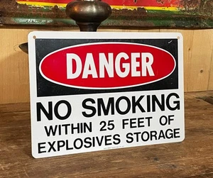 DE COLECCIÓN EE. UU. PELIGRO NO FUMAR CARTEL PROHIBIDO FUMAR INDUSTRIAL HOMBRE ORIGEN CUEVA - Imagen 1 de 3