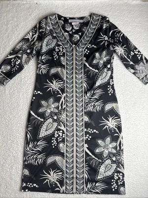 Gretchen Scott Women's Bordertown Dress 3/4 Sleeves V-Neck Floral Stretch Sz XS - Image 1 of 4