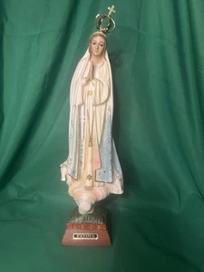 15 Zoll Vintage Unsere Liebe Frau von Fatima Statue Heiliges Land Jungfrau Maria Vögel Kirche - Bild 1 von 8