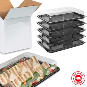 10x Piatti grandi riutilizzabili con coperchi catering buffet festa servizio vassoi nuovi - Foto 1 di 5