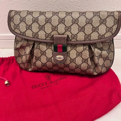 Bolso de Hombro GUCCI Vintage GG Beige Marrón Lona Cuero Bandolera Línea Jerez Foto 1 de 4