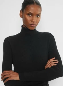 NWT Aritzia Babaton Compel Ribbed Knit Turtleneck Black Women’s Size M - Picture 1 of 6