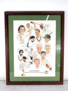 Signed Leicestershire 1996 Britannic Assurance County Cricket Champions Framed - Picture 1 of 7