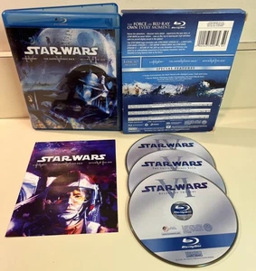 Star Wars Original Trilogy IV V VI Blu-ray + Slipcover + Insert, 3 Movies, Bonus - Picture 1 of 5