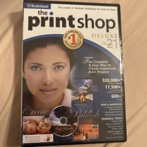 Broderbund The PrintShop Deluxe versione 21 (PC, 2005) set completo di 4 CD - Foto 1 di 3