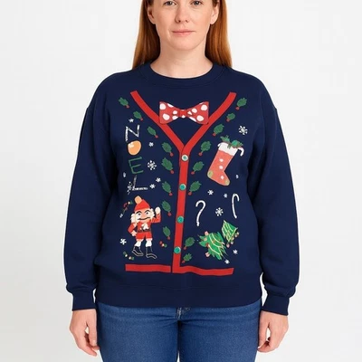 Jerzees Kitschy Navidad Suéter Sudadera Nuevo con Etiquetas Grandes Bastones de Caramelo de Vacaciones Foto 1 de 4
