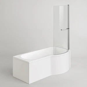 Bathtub Bath Shower Screen + Panel 1700 mm Right Hand P-Shaped Bath Luxury - Picture 1 of 6